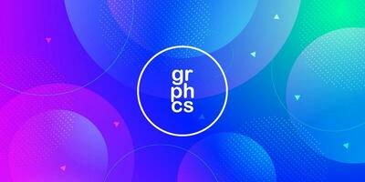 Trendy colorful blue, purple and green gradient background with dynamic circle shapes pattern. Abstract template and modern stylish texture background. Eps10 vector illustration