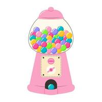 Chewing gum machine. Old fashioned gumball machine. Cartoon candy or bubble gum dispenser. 80s, 90s childhood nostalgia. vector
