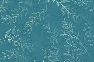 hand drawn leaf pattern background with flat design vector