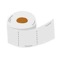 Roll toilet paper in cartoon style isolated on white background. Hygiene icon. Bathroom accessories, WC. Cute vector illustration