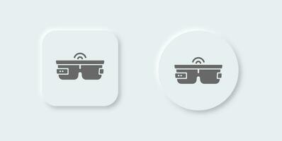 Smart goggles solid icon in neomorphic design style. Future technology signs vector illustration.