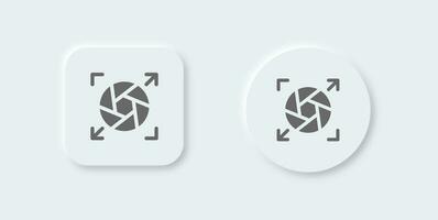 Wide lens solid icon in neomorphic design style. Optical signs vector illustration.