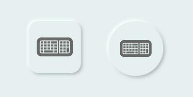 Keyboard solid icon in neomorphic design style. Type device signs vector illustration.