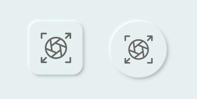 Wide lens line icon in neomorphic design style. Optical signs vector illustration.