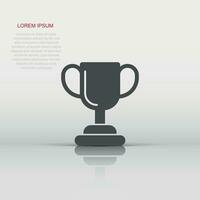 Trophy cup icon in flat style. Goblet prize vector illustration on isolated background. Award sign business concept.