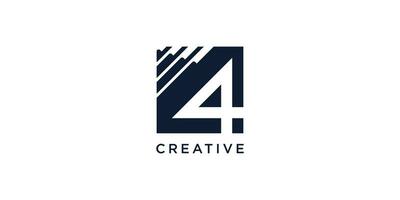 Logo number 4 with creative design concept premium vector