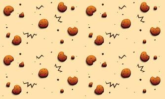 Seamless abstract chocolate biscuit pattern background. High quality cookies background for textile or poster vector