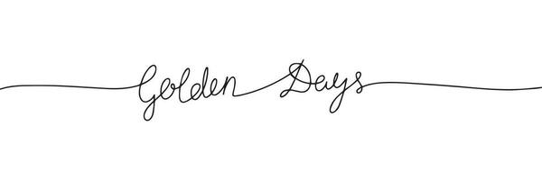 Golden Days line art text. Autumn one line continuous short phases. Vector illustration.