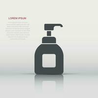 Hand sanitizer icon in flat style. Antiseptic bottle vector illustration on isolated background. Disinfect gel sign business concept.