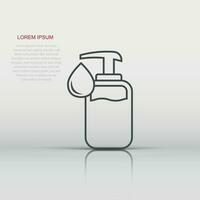 Hand sanitizer icon in flat style. Antiseptic bottle vector illustration on isolated background. Disinfect gel sign business concept.