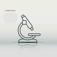 Microscope icon in flat style. Laboratory magnifier vector illustration on isolated background. Biology instrument sign business concept.