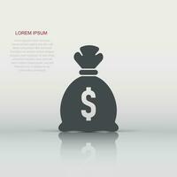 Money bag icon in flat style. Moneybag vector illustration on isolated background. Coin sack sign business concept.