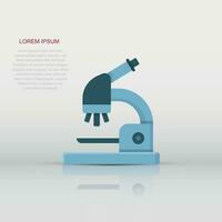 Microscope icon in flat style. Laboratory magnifier vector illustration on isolated background. Biology instrument sign business concept.