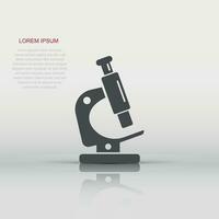 Microscope icon in flat style. Laboratory magnifier vector illustration on isolated background. Biology instrument sign business concept.