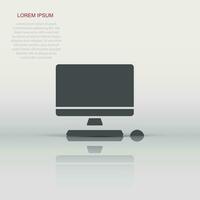 Personal computer in flat style. Desktop pc vector illustration on isolated background. Monitor display sign business concept.