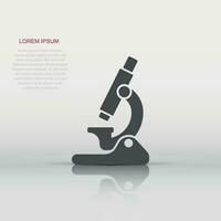 Microscope icon in flat style. Laboratory magnifier vector illustration on isolated background. Biology instrument sign business concept.