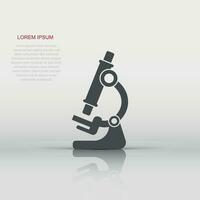 Microscope icon in flat style. Laboratory magnifier vector illustration on isolated background. Biology instrument sign business concept.