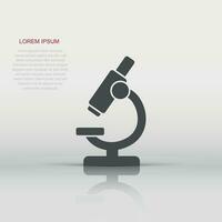 Microscope icon in flat style. Laboratory magnifier vector illustration on isolated background. Biology instrument sign business concept.