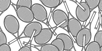 black white tennis rackets seamless pattern vector