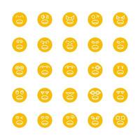 yellow face emoticon set vector