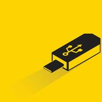 usb memory drive with shadow on yellow background vector