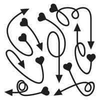 curved and doodle arrows heart tail vector set