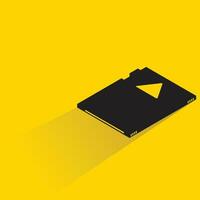 memory chip with shadow on yellow background vector