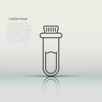 Blood in test tube icon in flat style. Laboratory flask vector illustration on isolated background. Liquid in beaker sign business concept.