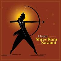 Vector illustration of Happy Shree Ram Navami. lord rama with bow and arrow