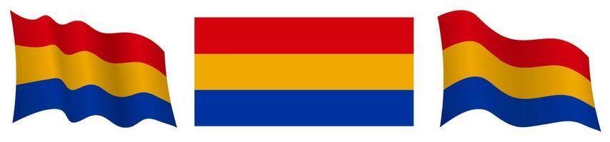 flag of armenia in static position and in motion, fluttering in wind in exact colors and sizes, on white background vector