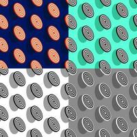 set of seamless patterns with sports target with red center. Black and white board target. Ornament for decoration and printing on fabric. Design element. Vector