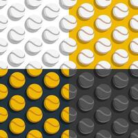 set of seamless patterns with baseball balls. Team sports, active lifestyle. Ornament for decoration and printing on fabric. Design element. Vector