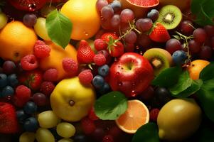 Collection of healthy and freshly fruit photo