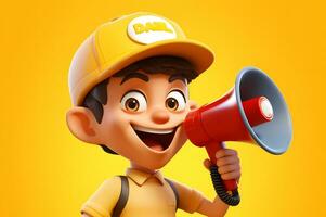3d cartoon character with a megaphone photo