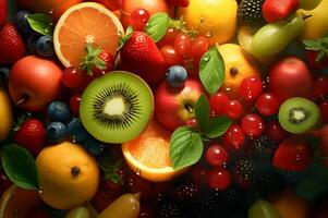 Collection of healthy and freshly fruit photo