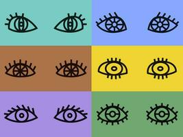 Set of multicolored eyes in outline style vector