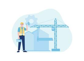 house construction concept flat illustration vector