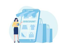 discount while shopping concept flat illustration vector