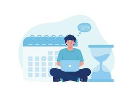 working with time constraints concept flat illustration vector