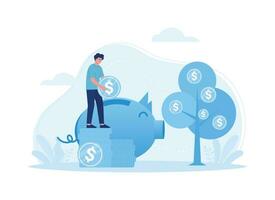 saving money concept flat illustration vector