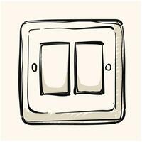 Electrical switch icon in doodle sketch lines. On off button light lamp vector