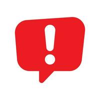 Speech bubble with exclamation mark. Red attention sign icon. Hazard warning symbol. Vector illustration in flat style.