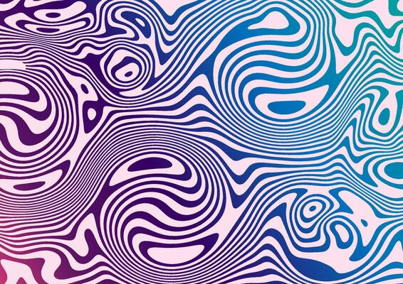 Liquid abstract black line wave messy circle vortex pattern background