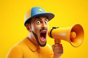 3d cartoon character with a megaphone photo