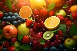 Collection of healthy and freshly fruit photo