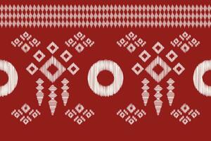 Ethnic Ikat fabric pattern geometric style.African Ikat embroidery Ethnic oriental pattern red background. Abstract,vector,illustration.Texture,clothing,frame,decoration,carpet,motif. vector
