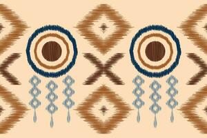 Ethnic Ikat fabric pattern geometric style.African Ikat embroidery Ethnic oriental pattern brown cream background. Abstract,vector,illustration.Texture,clothing,frame,decoration,carpet,motif. vector