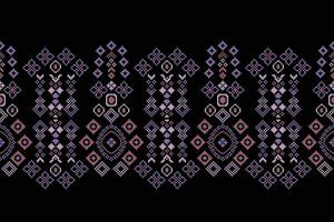 Ethnic geometric fabric pattern Cross Stitch.Ikat embroidery Ethnic oriental Pixel pattern black background. Abstract,vector,illustration. Texture,clothing,frame,decoration,motifs,silk wallpaper. vector