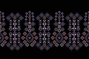 Ethnic geometric fabric pattern Cross Stitch.Ikat embroidery Ethnic oriental Pixel pattern black background. Abstract,vector,illustration. Texture,clothing,frame,decoration,motifs,silk wallpaper. vector