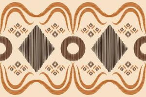 Ethnic Ikat fabric pattern geometric style.African Ikat embroidery Ethnic oriental pattern brown cream background. Abstract,vector,illustration.Texture,clothing,frame,decoration,carpet,motif. vector